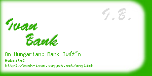 ivan bank business card